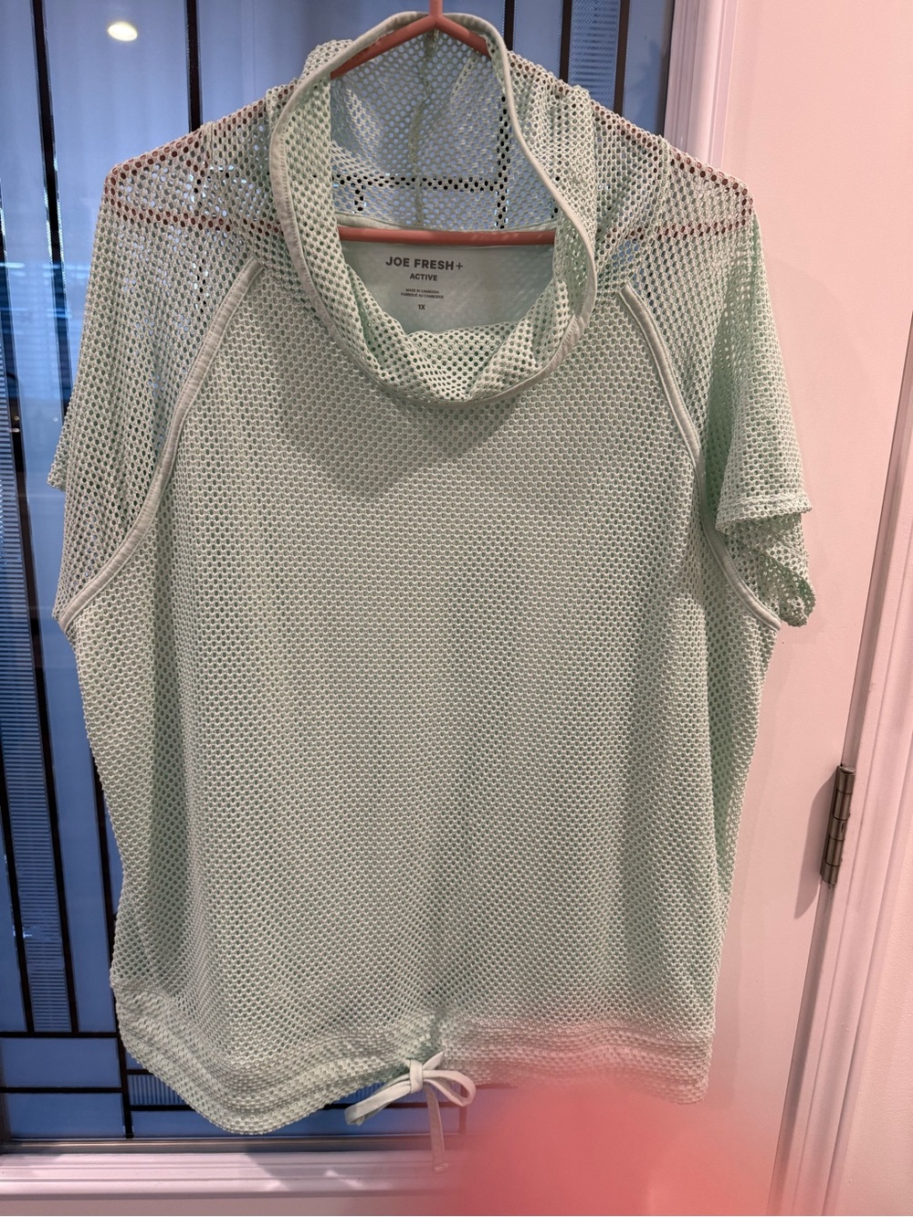 Joe Fresh Mint Short Sleeve Mesh Pullover